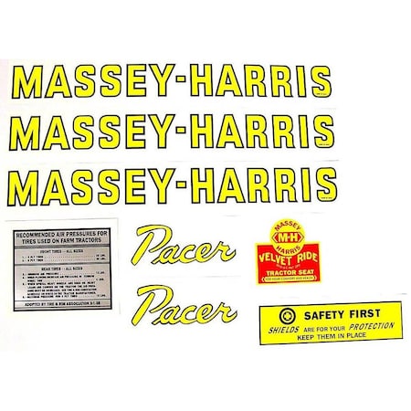 Aftermarket DEC131 MH Pacer Mylar Decal Set Fits Massey Harris DEC131-STR